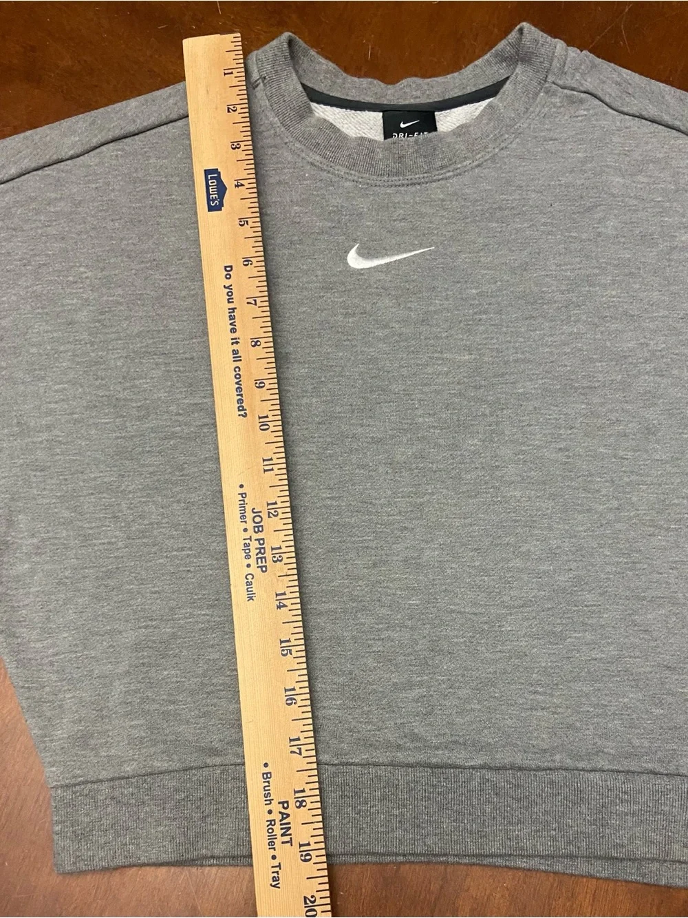 Nike Dri-Fit Backless Cutout Cropped Sweatshirt Embroidered Logo Heather Gray- S